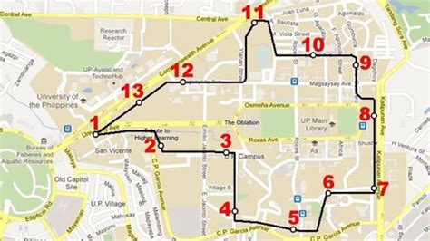UP Diliman Transport Route Map .